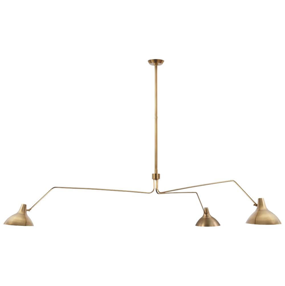 Visual Comfort Signature Collection Charlton Grande Triple Arm Chandelier in Hand-Rubbed Antique Brass
