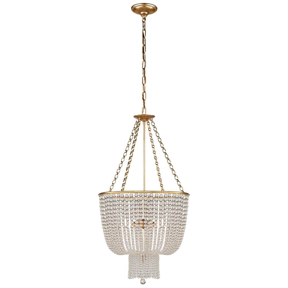 Visual Comfort Signature Collection Jacqueline Chandelier in Hand-Rubbed Antique Brass with Clear Glass