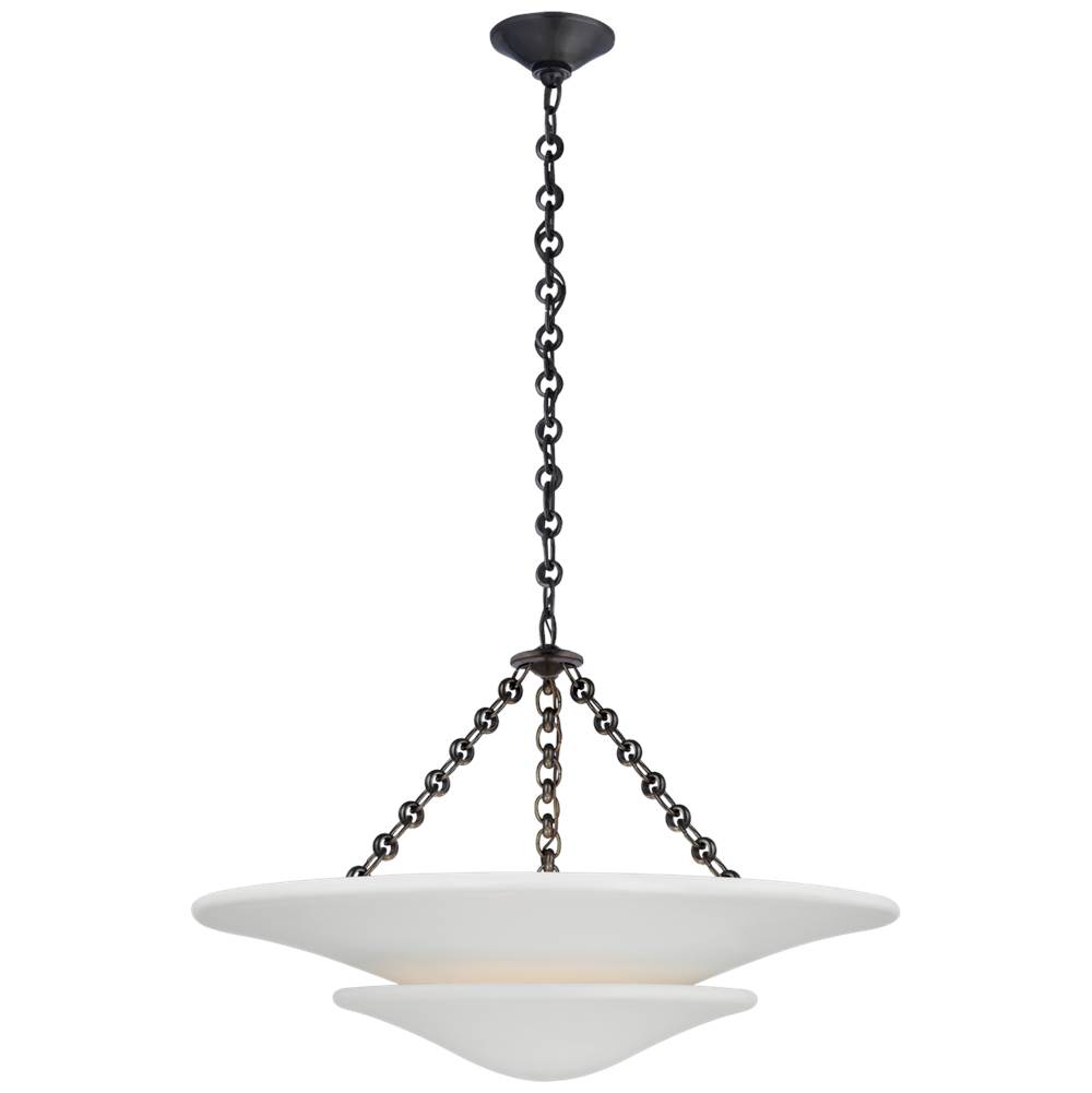 Visual Comfort Signature Collection Mollino Medium Tiered Chandelier in Bronze with Plaster White Shade