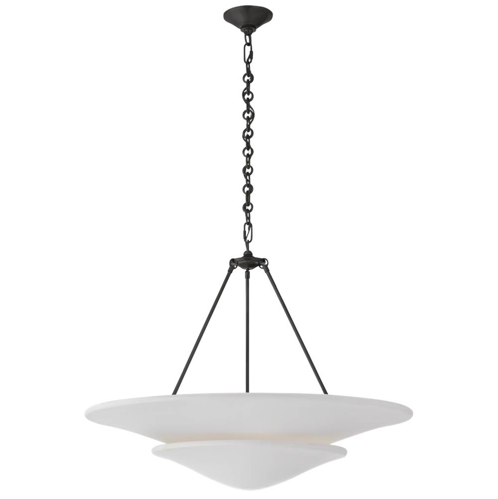 Visual Comfort Signature Collection Mollino Large Tiered Chandelier in Bronze with Plaster White Shade