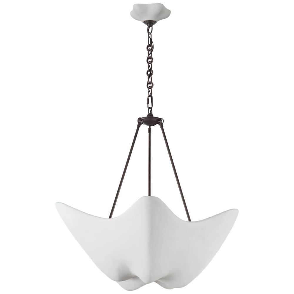 Visual Comfort Signature Collection Cosima Medium Chandelier in Bronze with Plaster White Shade
