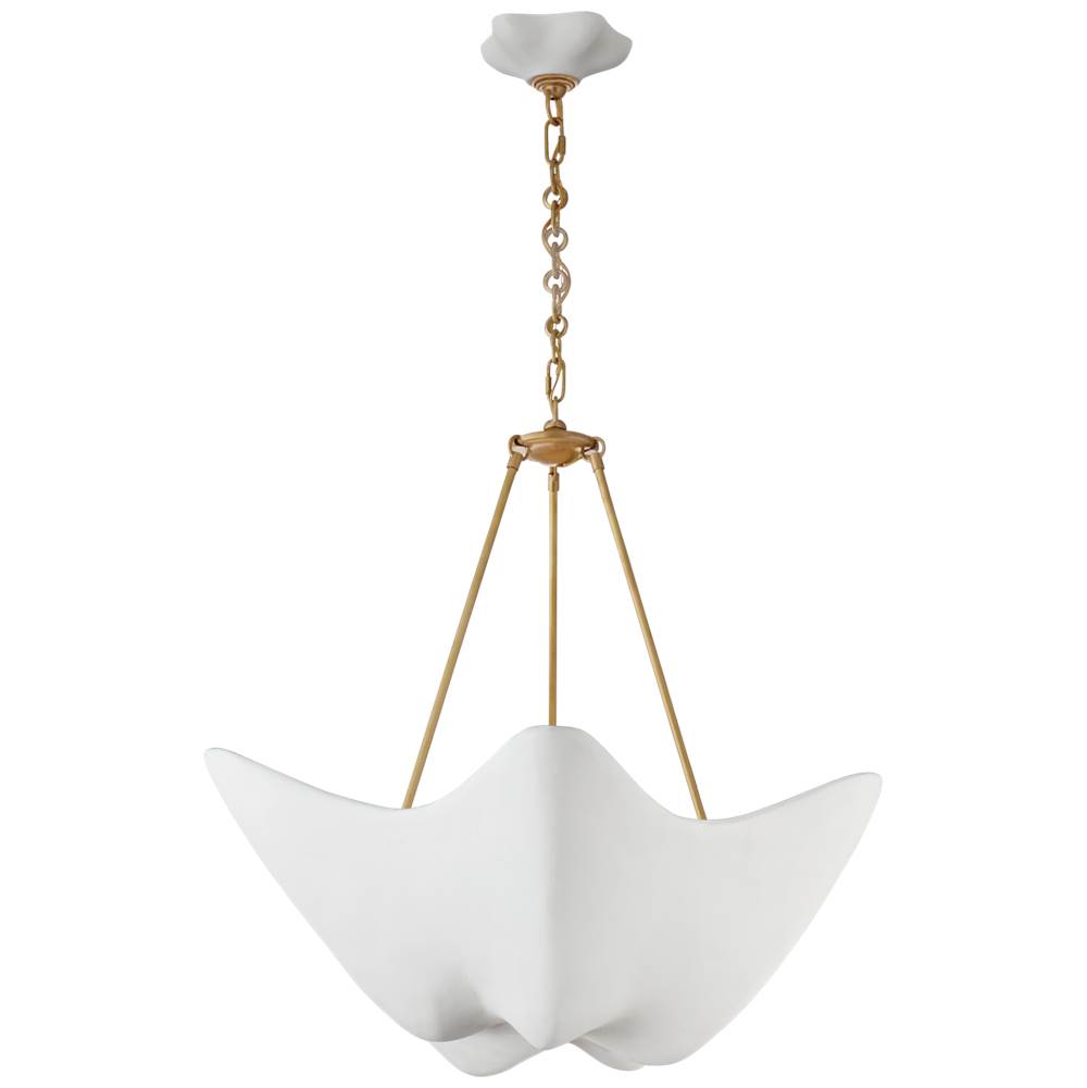 Visual Comfort Signature Collection Cosima Medium Chandelier in Hand-Rubbed Antique Brass with Plaster White Shade