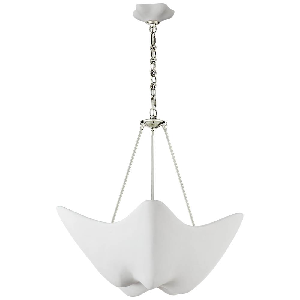 Visual Comfort Signature Collection Cosima Medium Chandelier in Polished Nickel with Plaster White Shade
