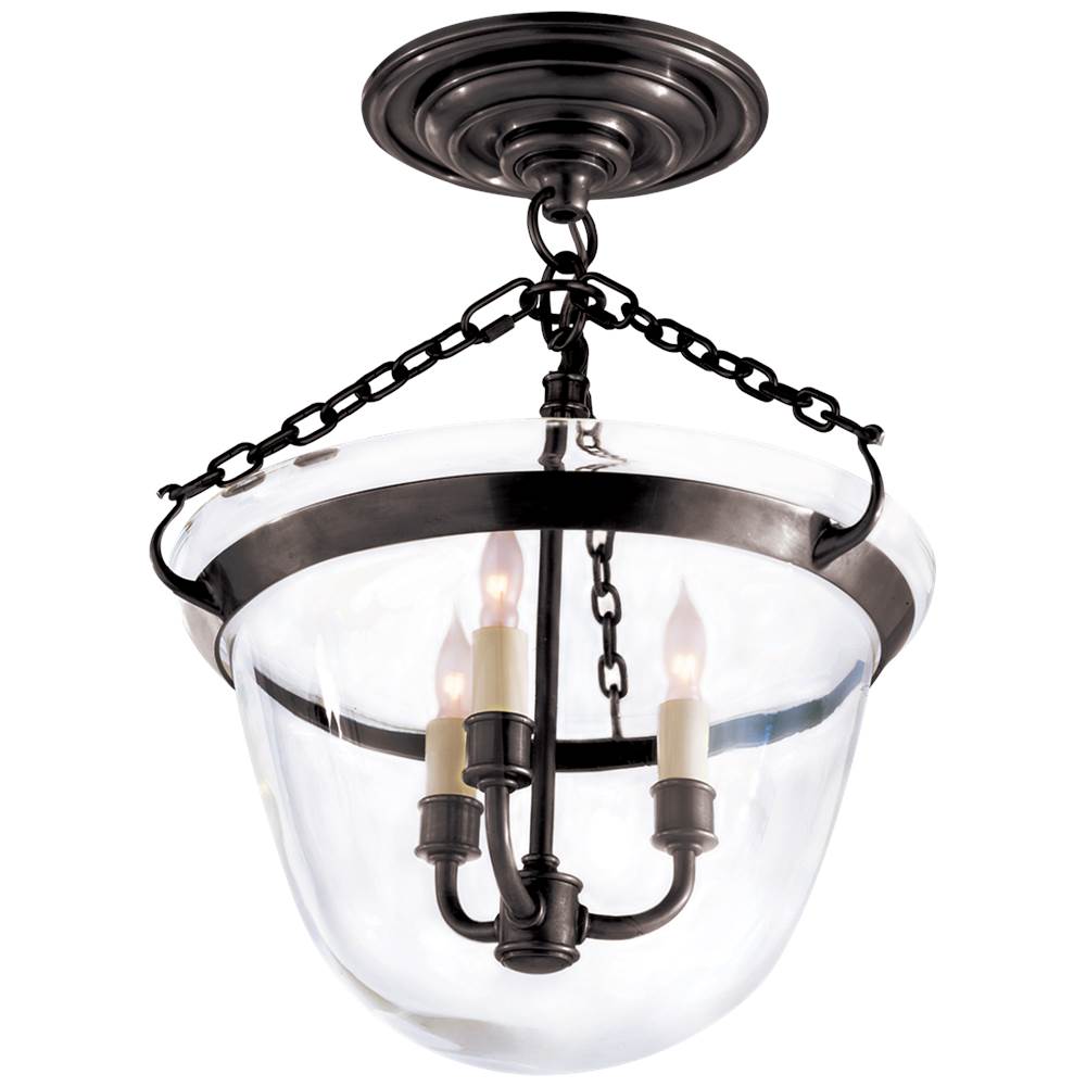 Visual Comfort Signature Collection Country Semi-Flush Bell Jar Lantern in Bronze