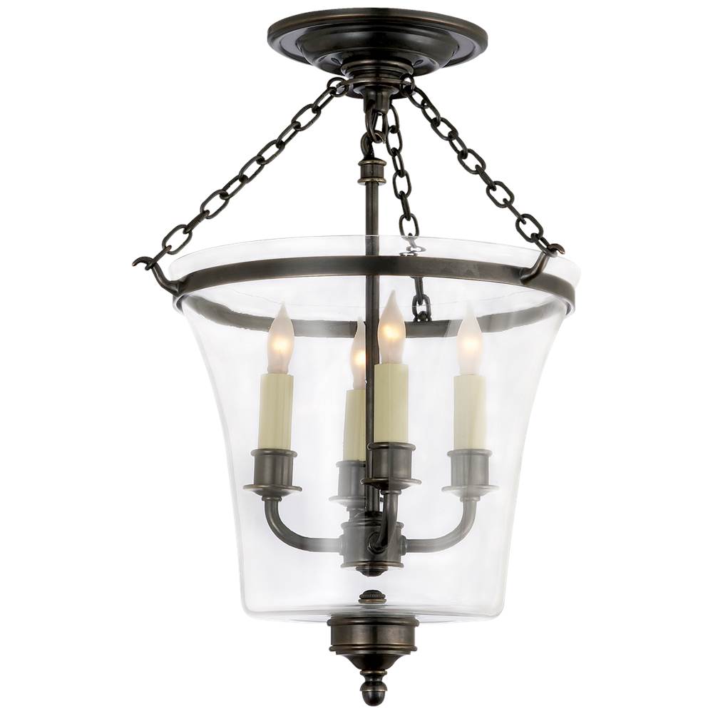 Visual Comfort Signature Collection Sussex Semi-Flush Bell Jar Lantern in Bronze
