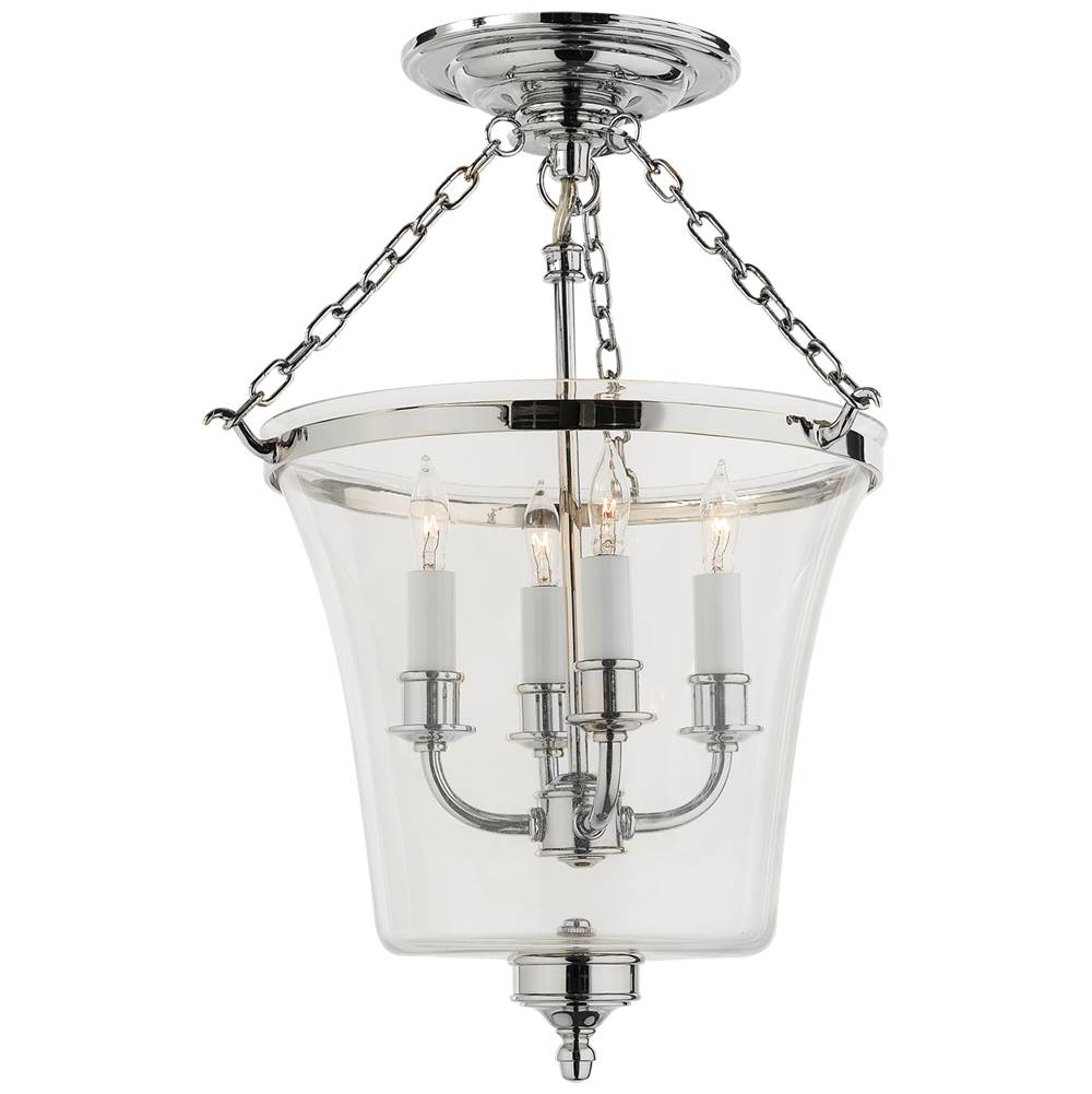 Visual Comfort Signature Collection Sussex Semi-Flush Bell Jar Lantern in Polished Nickel