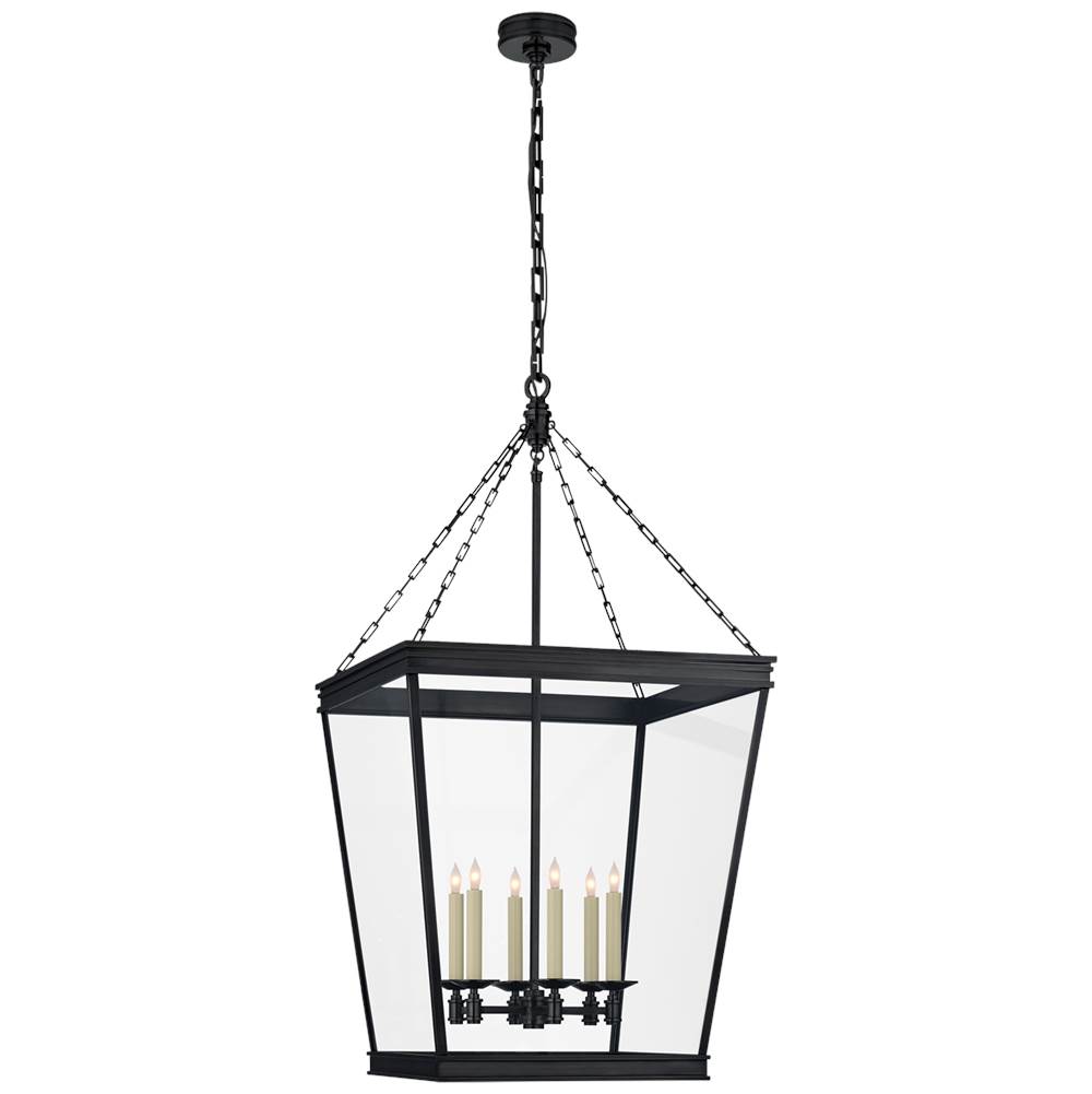 Visual Comfort Signature Collection Launceton Large Square Lantern in Bronze with Clear Glass