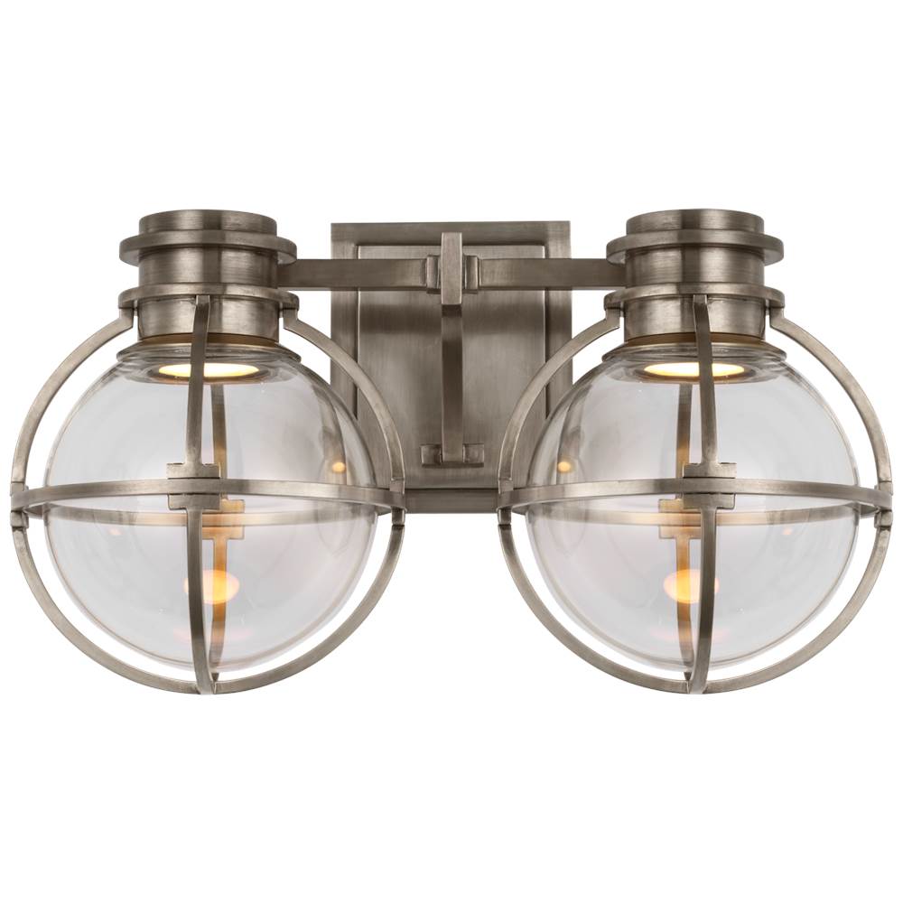 Visual Comfort Signature Collection Gracie Double Sconce in Antique Nickel with Clear Glass