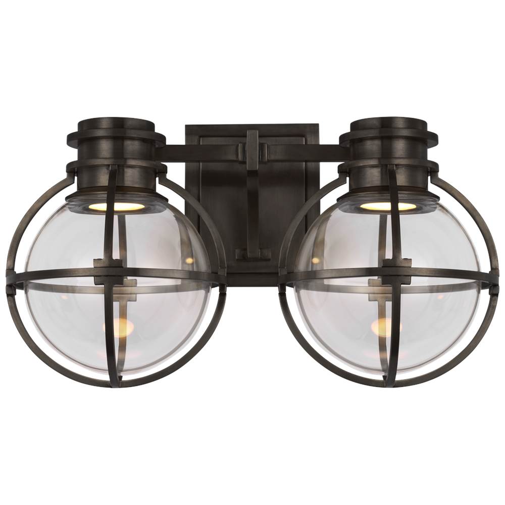Visual Comfort Signature Collection Gracie Double Sconce in Bronze with Clear Glass