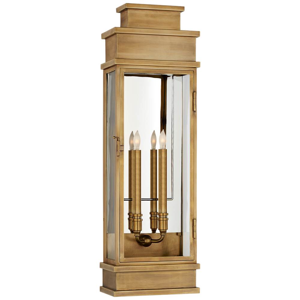 Visual Comfort Signature Collection Linear Large Wall Lantern in Antique-Burnished Brass with Clear Glass