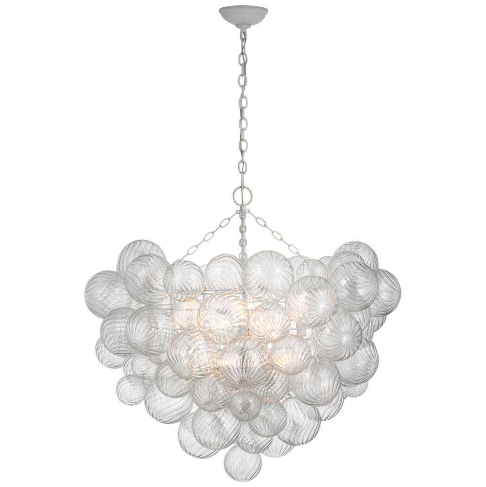 Visual Comfort Signature Collection Talia Grande Chandelier in Plaster White with Clear Swirled Glass