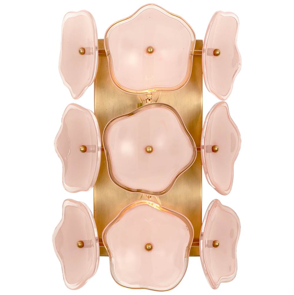 Visual Comfort Signature Collection Leighton Small Sconce in Soft Brass with Blush Tinted Glass