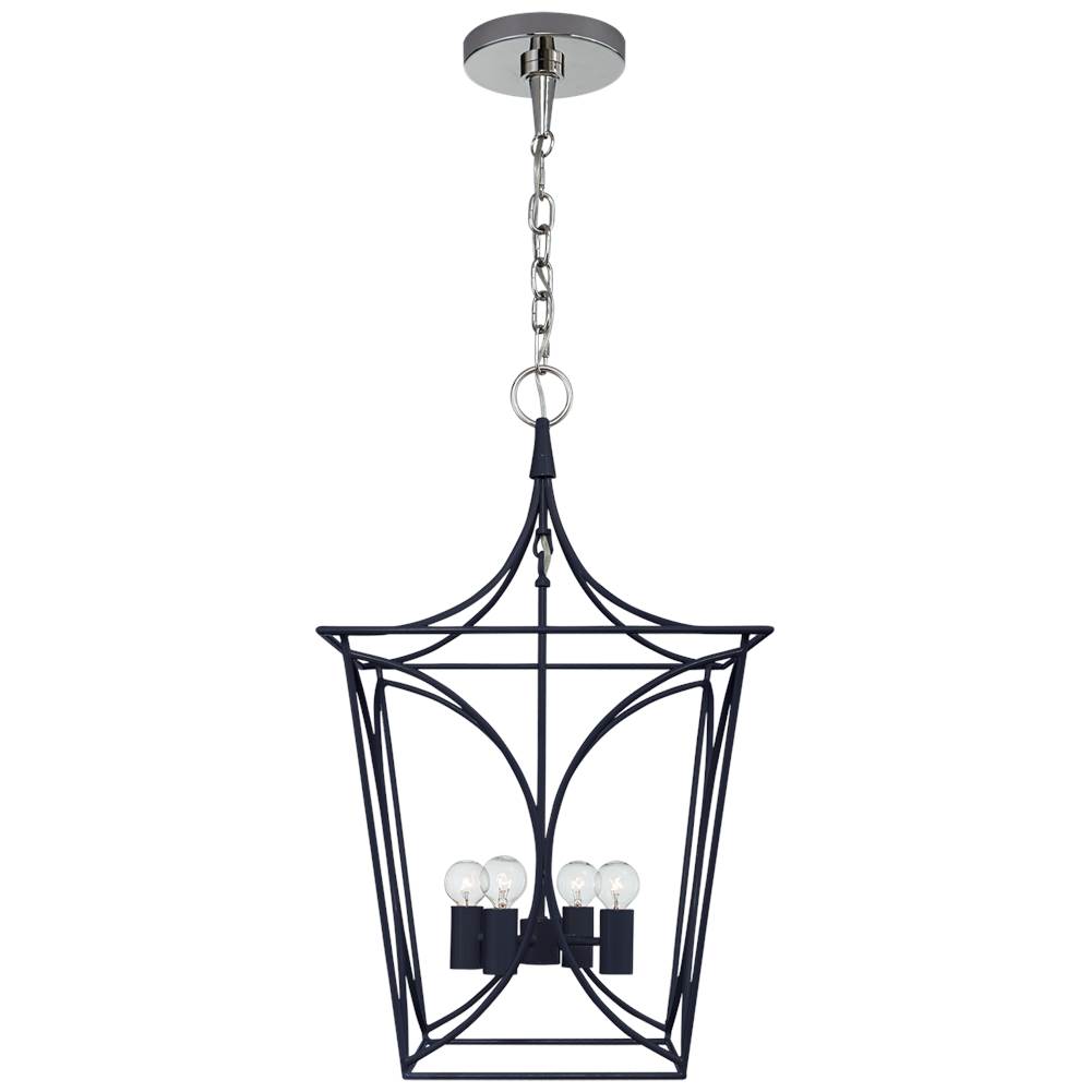 Visual Comfort Signature Collection Cavanagh Small Lantern in French Navy and Polished Nickel