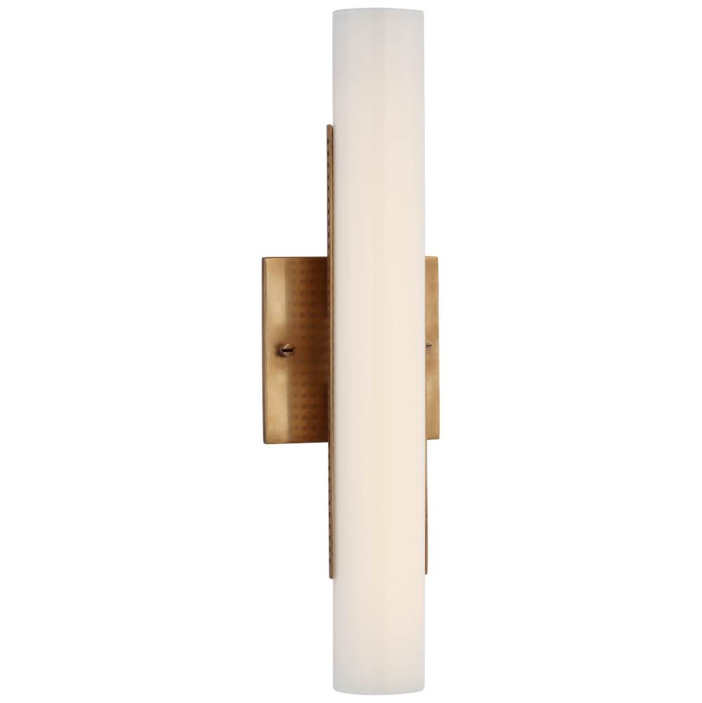 Visual Comfort Signature Collection Precision 15'' Bath Light in Antique-Burnished Brass with White Glass