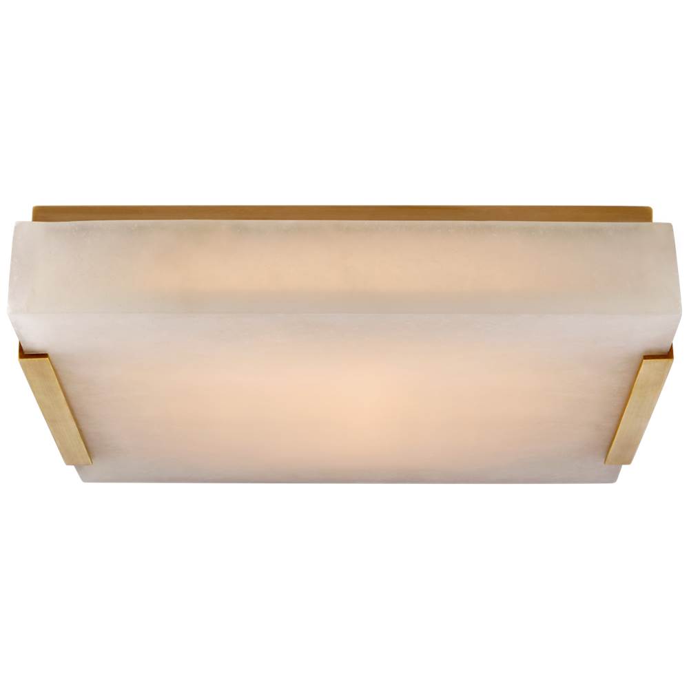 Visual Comfort Signature Collection Covet Medium Flush Mount in Antique-Burnished Brass with Alabaster