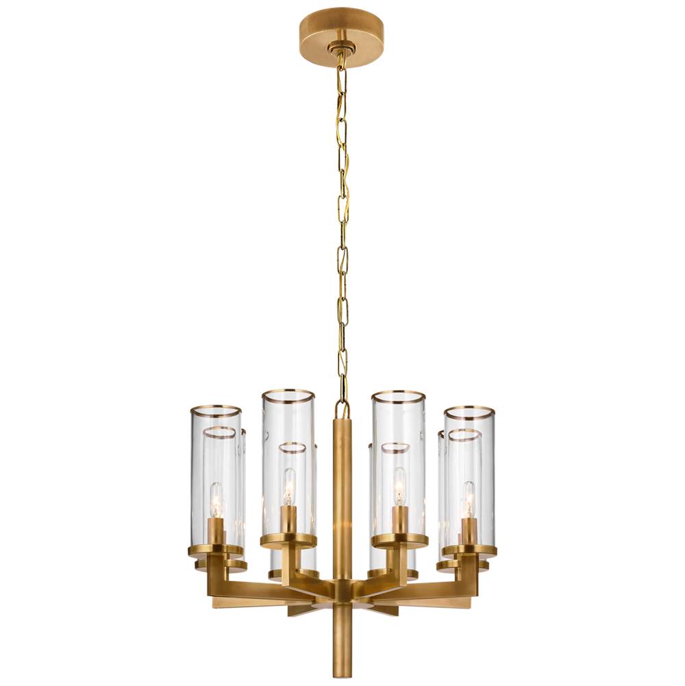 Visual Comfort Signature Collection Liaison Single Tier Chandelier in Antique-Burnished Brass with Clear Glass