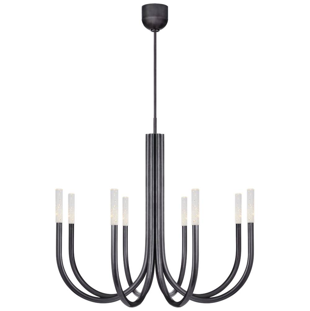 Visual Comfort Signature Collection Rousseau Medium Chandelier in Bronze with Seeded Glass