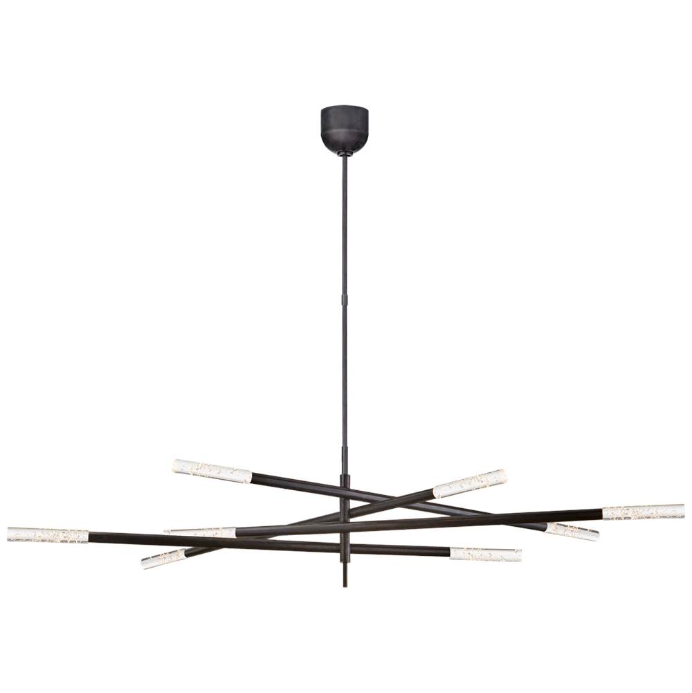 Visual Comfort Signature Collection Rousseau Grande Eight Light Articulating Chandelier in Bronze with Seeded Glass