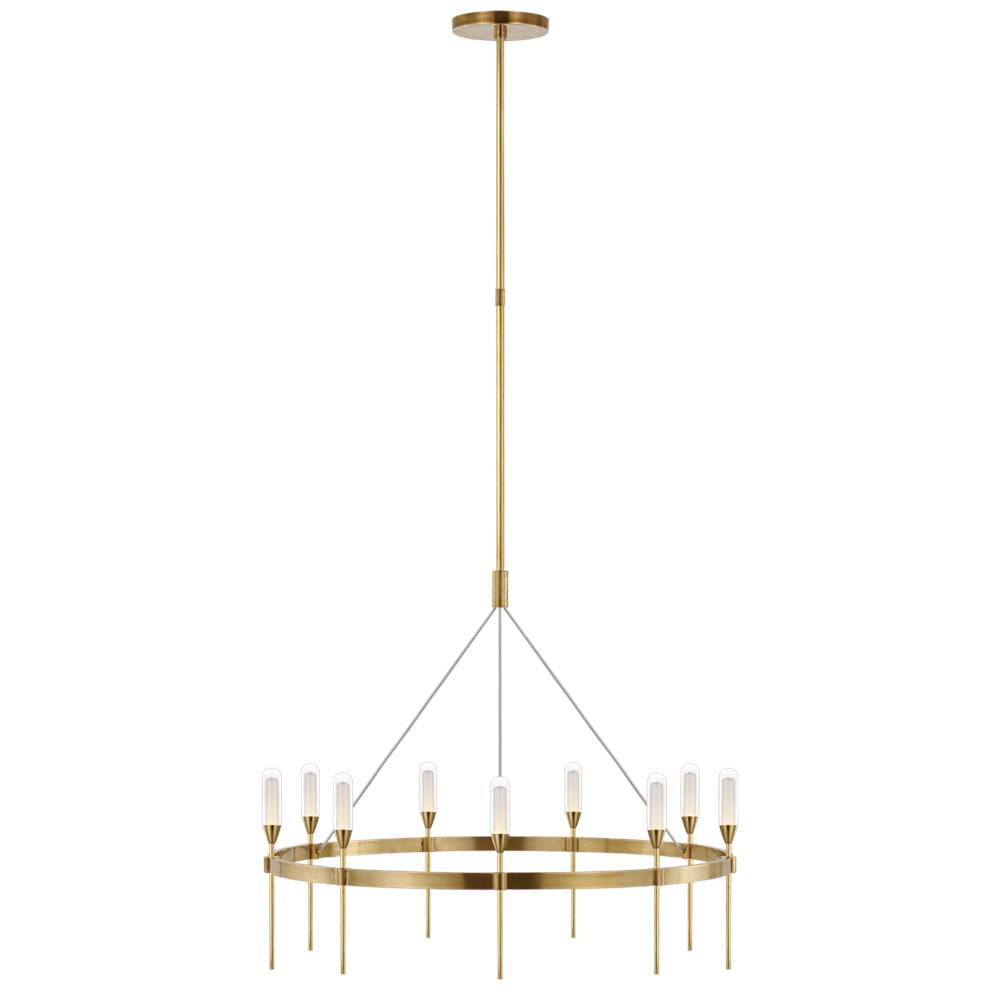 Visual Comfort Signature Collection Overture Medium Ring Chandelier in Natural Brass with Clear Glass
