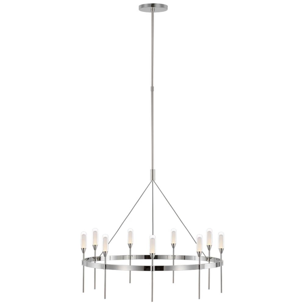Visual Comfort Signature Collection Overture Medium Ring Chandelier in Polished Nickel with Clear Glass