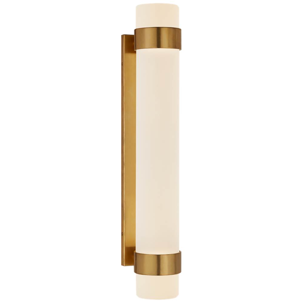 Visual Comfort Signature Collection Barton Medium Bath Sconce in Natural Brass with Etched Crystal