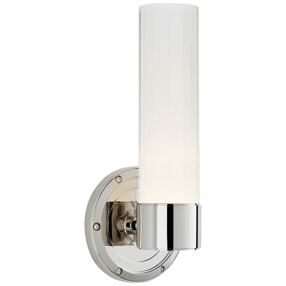 Visual Comfort Signature Collection Jones Small Single Sconce in Polished Nickel with White Glass
