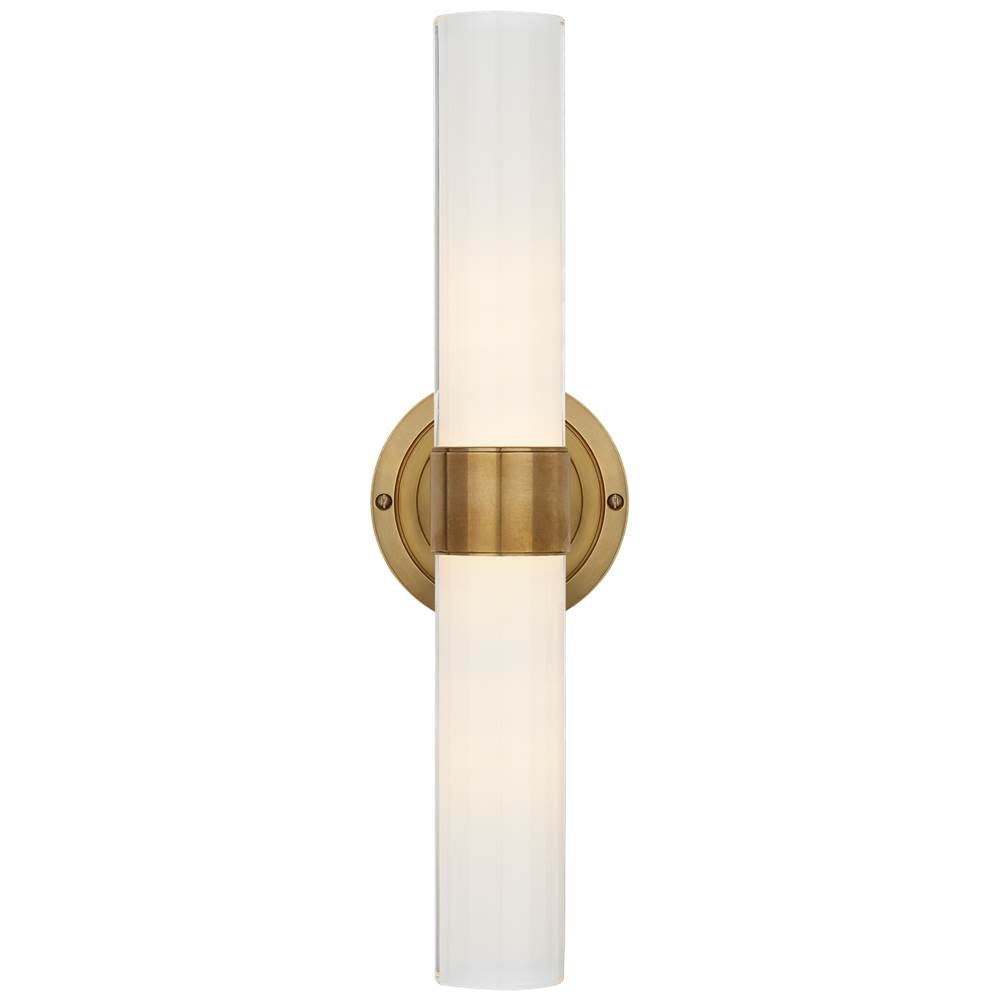 Visual Comfort Signature Collection Jones Medium Double Sconce in Natural Brass with White Glass