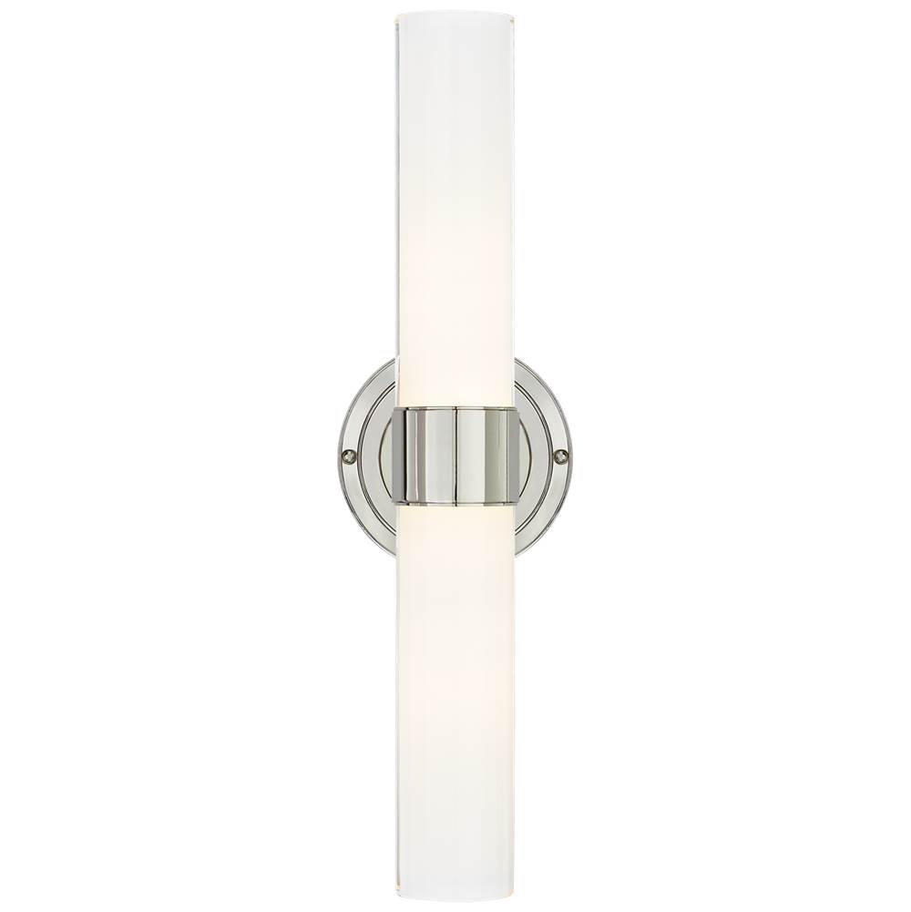 Visual Comfort Signature Collection Jones Medium Double Sconce in Polished Nickel with White Glass