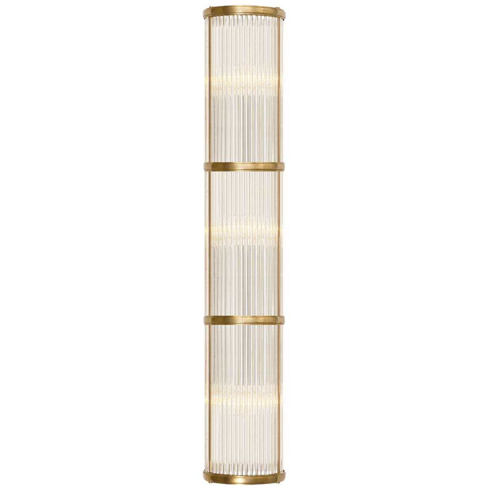 Visual Comfort Signature Collection Allen Large Linear Sconce in Natural Brass and Glass Rods