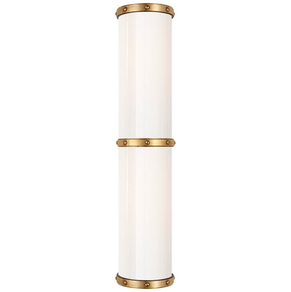 Visual Comfort Signature Collection Bleeker Double Bath Sconce in Natural Brass with White Glass