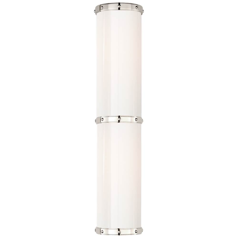 Visual Comfort Signature Collection Bleeker Double Bath Sconce in Polished Nickel with White Glass