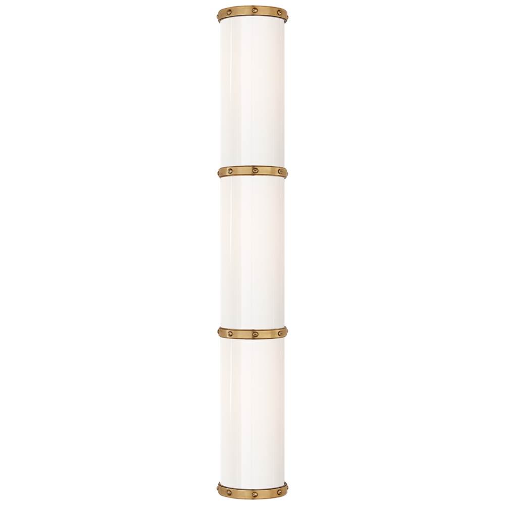 Visual Comfort Signature Collection Bleeker Triple Bath Sconce in Natural Brass with White Glass
