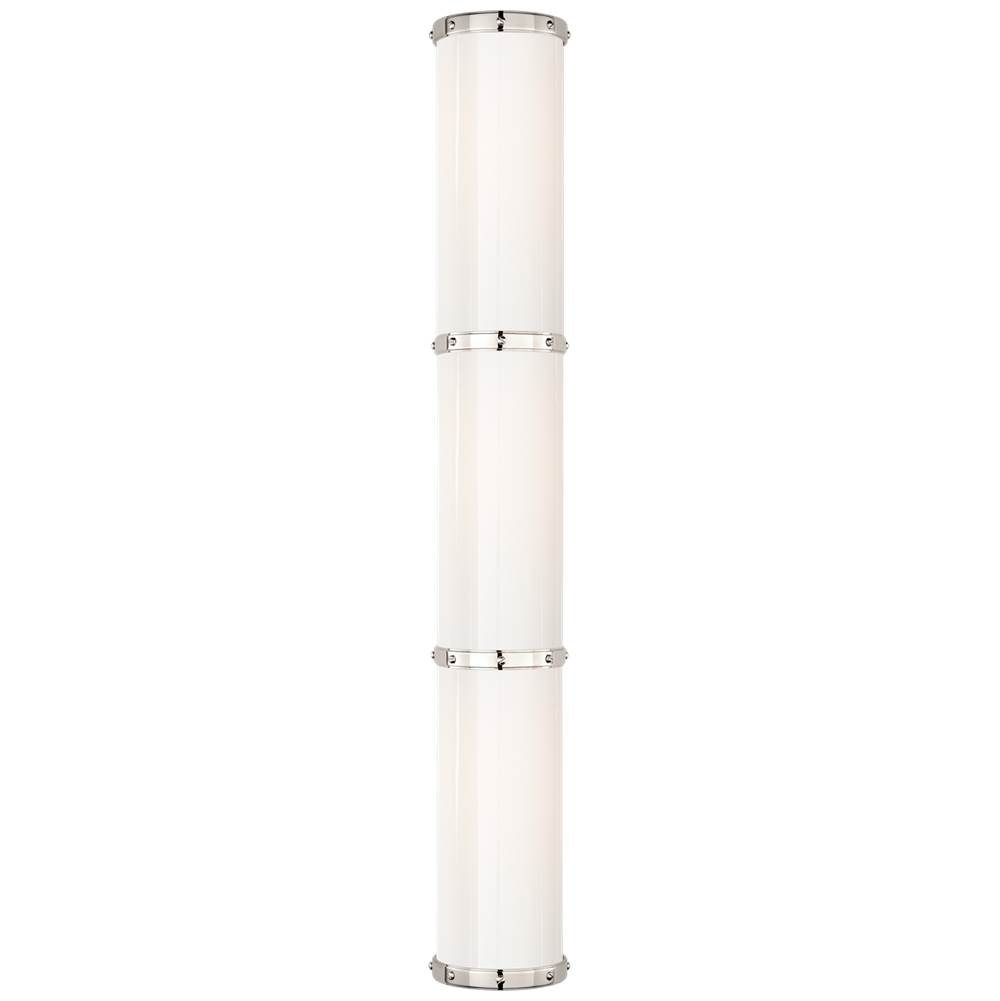 Visual Comfort Signature Collection Bleeker Triple Bath Sconce in Polished Nickel with White Glass