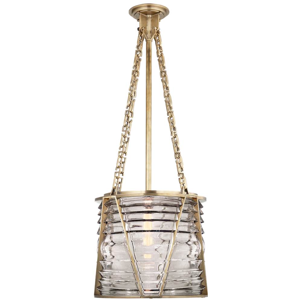 Visual Comfort Signature Collection Chatham Large Lantern in Natural Brass with Clear Glass