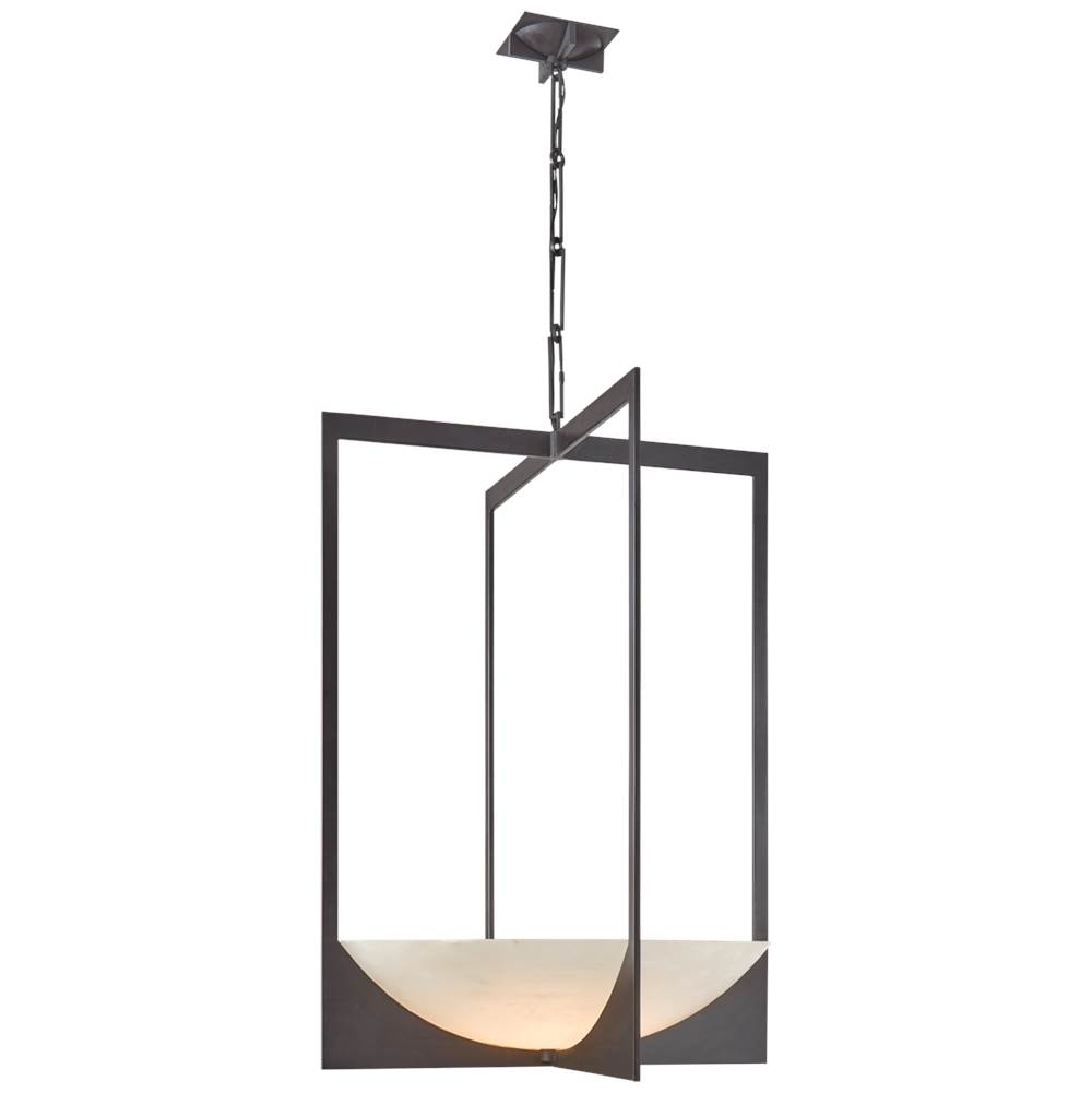 Visual Comfort Signature Collection Michaela Large Chandelier in Aged Iron and Alabaster