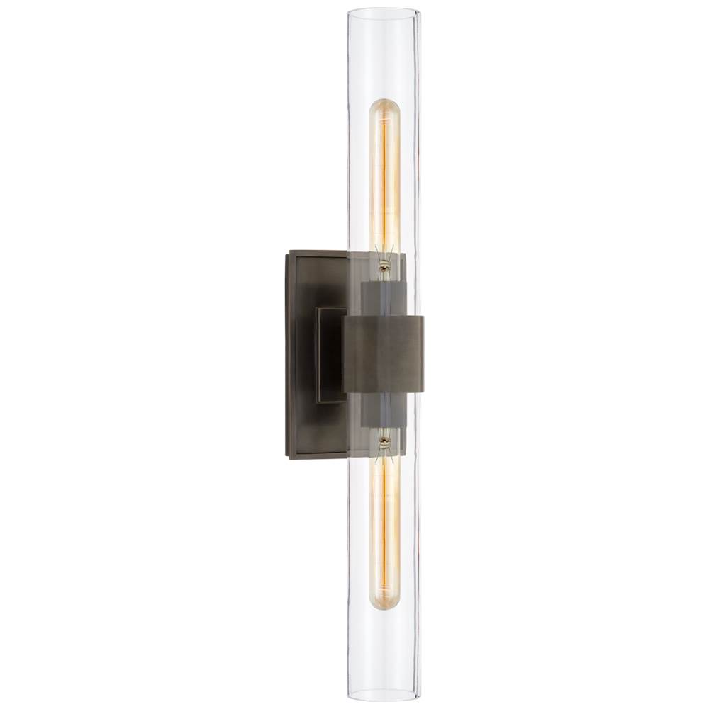 Visual Comfort Signature Collection Presidio Petite Double Sconce in Bronze with Clear Glass