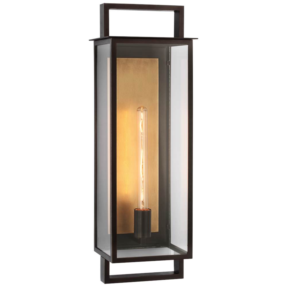 Visual Comfort Signature Collection Halle Large Narrow Wall Lantern in Aged Iron with Clear Glass