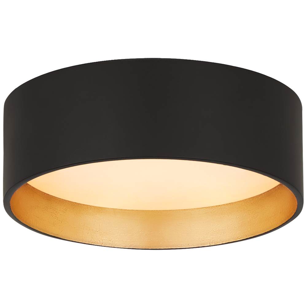 Visual Comfort Signature Collection Shaw 5'' Solitaire Flush Mount in Matte Black and Gild with White Glass