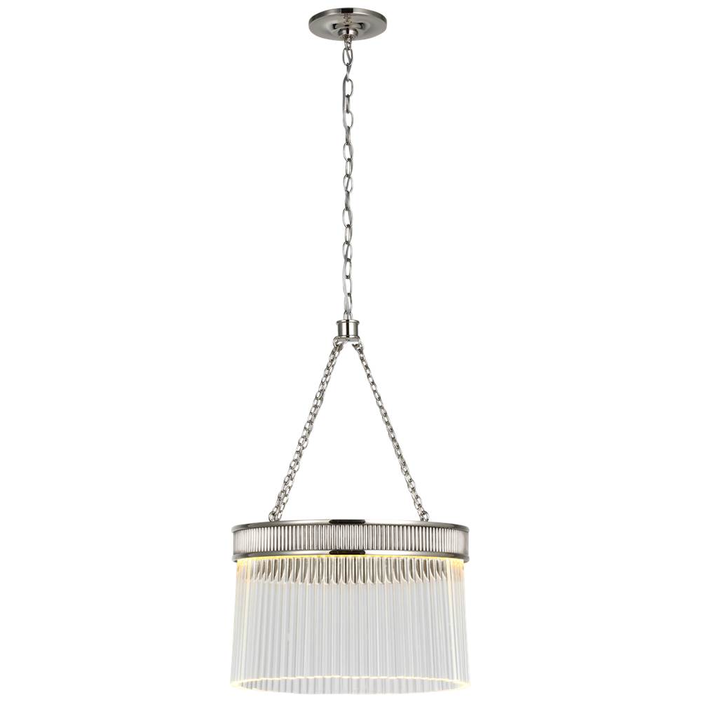 Visual Comfort Signature Collection Menil Medium Chandelier in Polished Nickel with Crystal Rods
