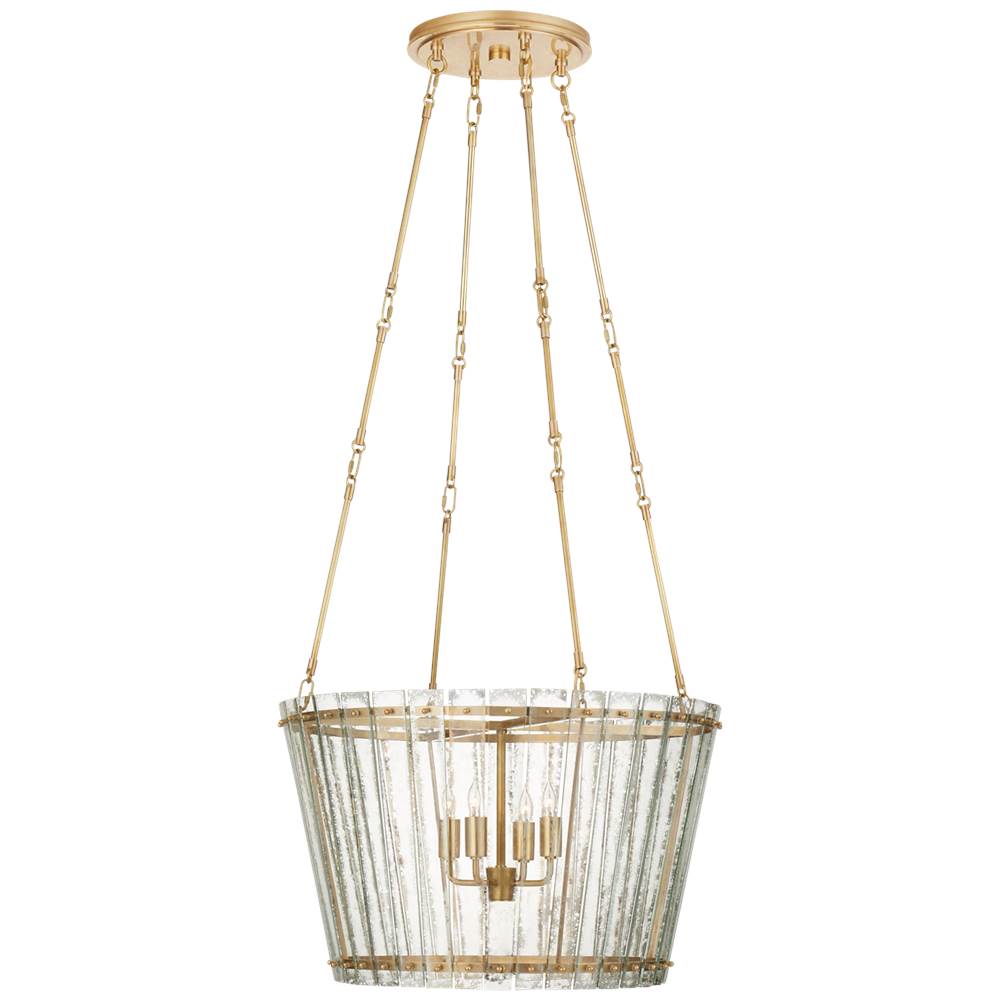 Visual Comfort Signature Collection Cadence Medium Chandelier in Hand-Rubbed Antique Brass with Antique Mirror