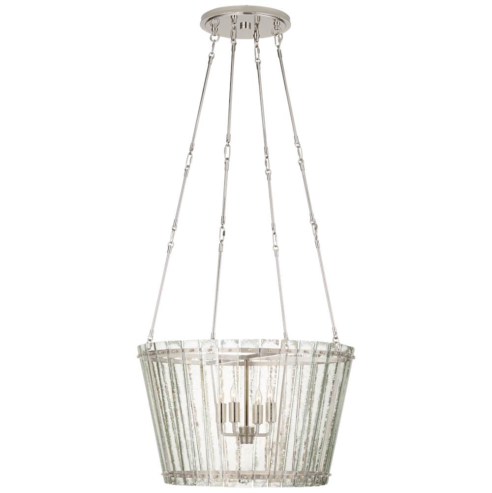 Visual Comfort Signature Collection Cadence Medium Chandelier in Polished Nickel with Antique Mirror