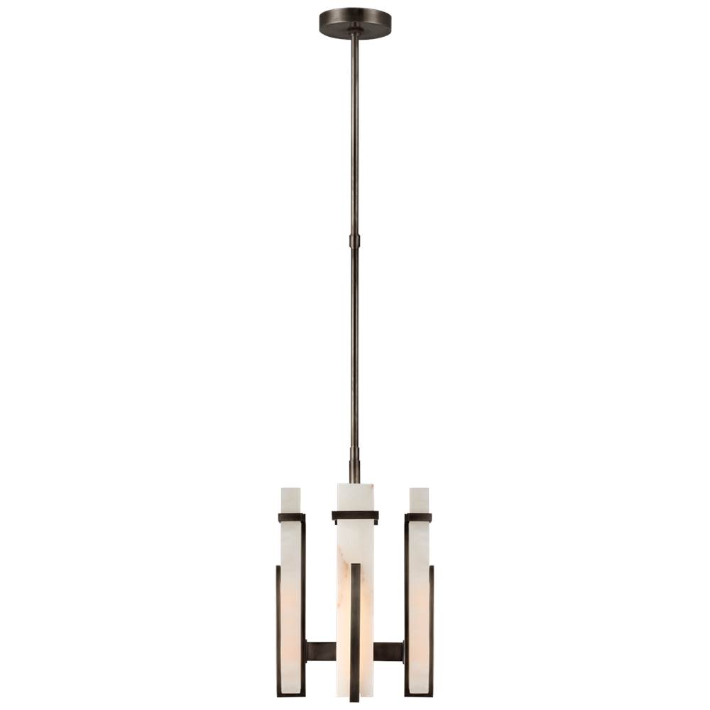 Visual Comfort Signature Collection Malik Small Chandelier in Bronze with Alabaster