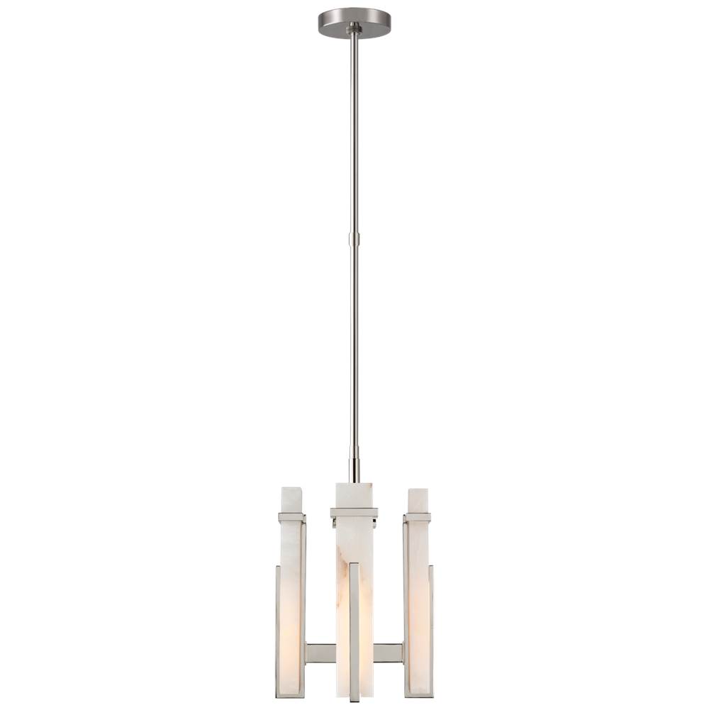Visual Comfort Signature Collection Malik Small Chandelier in Polished Nickel with Alabaster