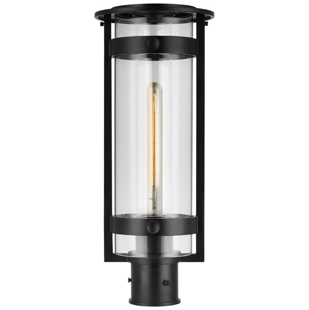 Visual Comfort Signature Collection Kears Medium Post Lantern in Aged Iron with Clear Glass