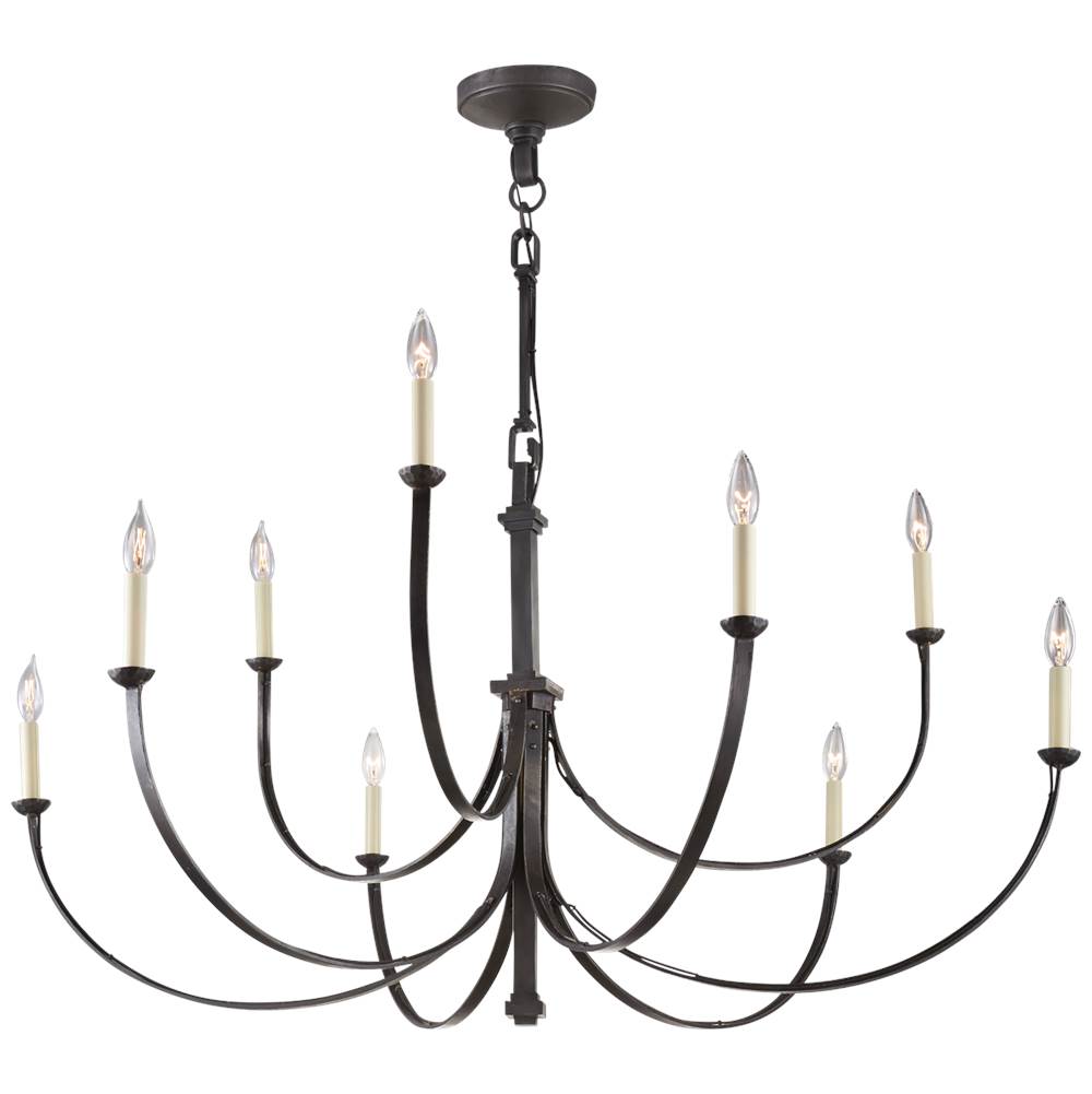 Visual Comfort Signature Collection Reims Large Chandelier in Aged Iron