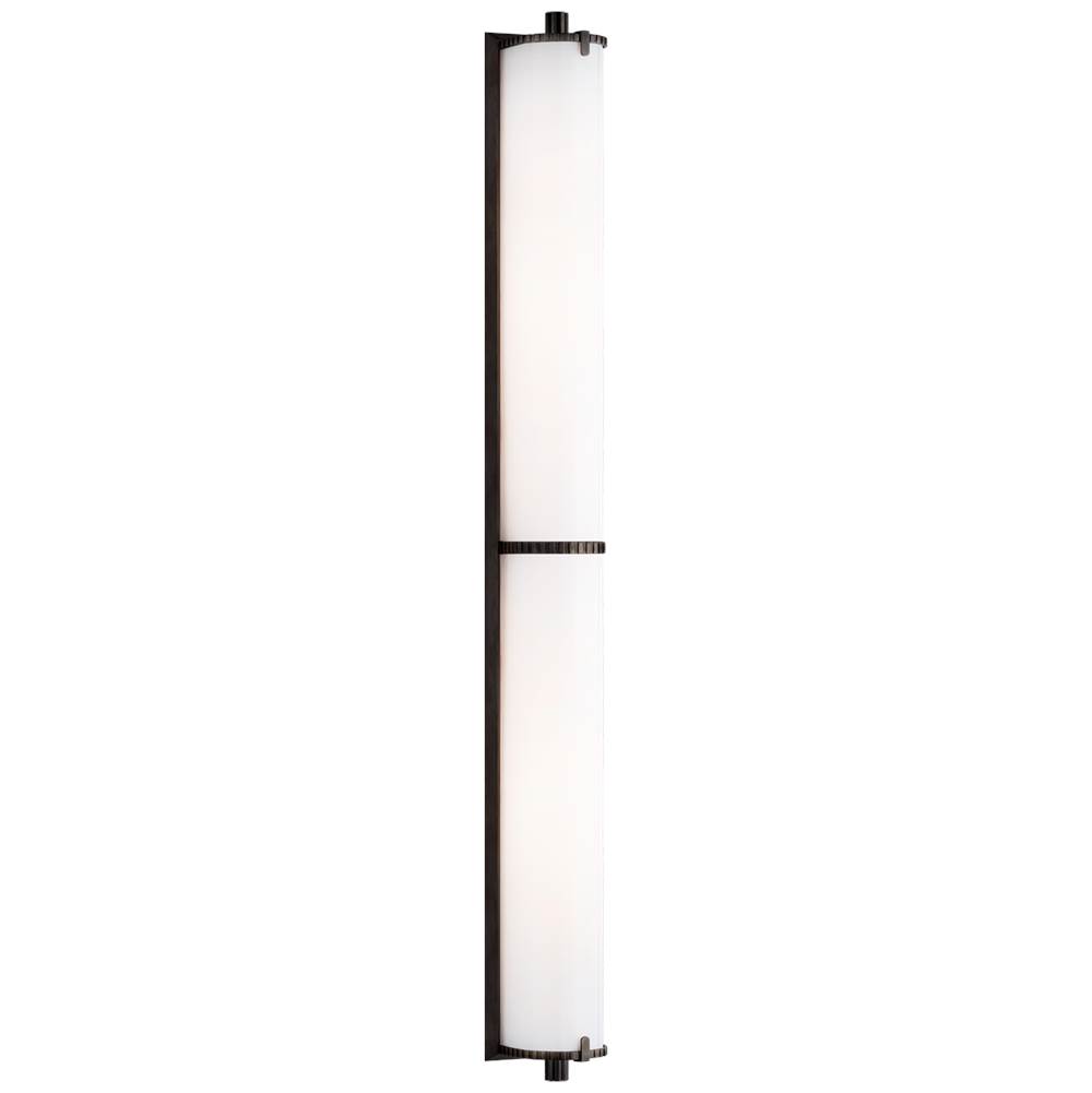 Visual Comfort Signature Collection Calliope Over The Mirror Bath Light in Bronze with White Glass