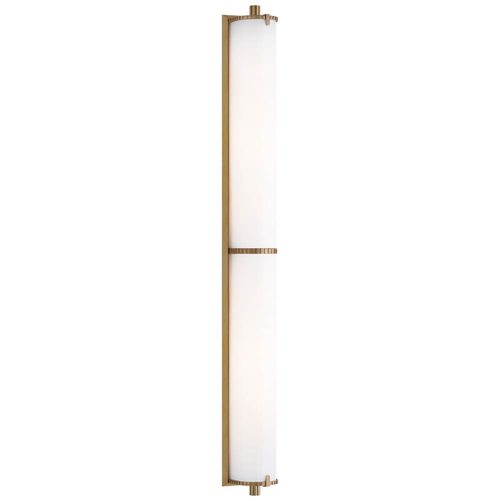 Visual Comfort Signature Collection Calliope Over The Mirror Bath Light in Hand-Rubbed Antique Brass with White Glass