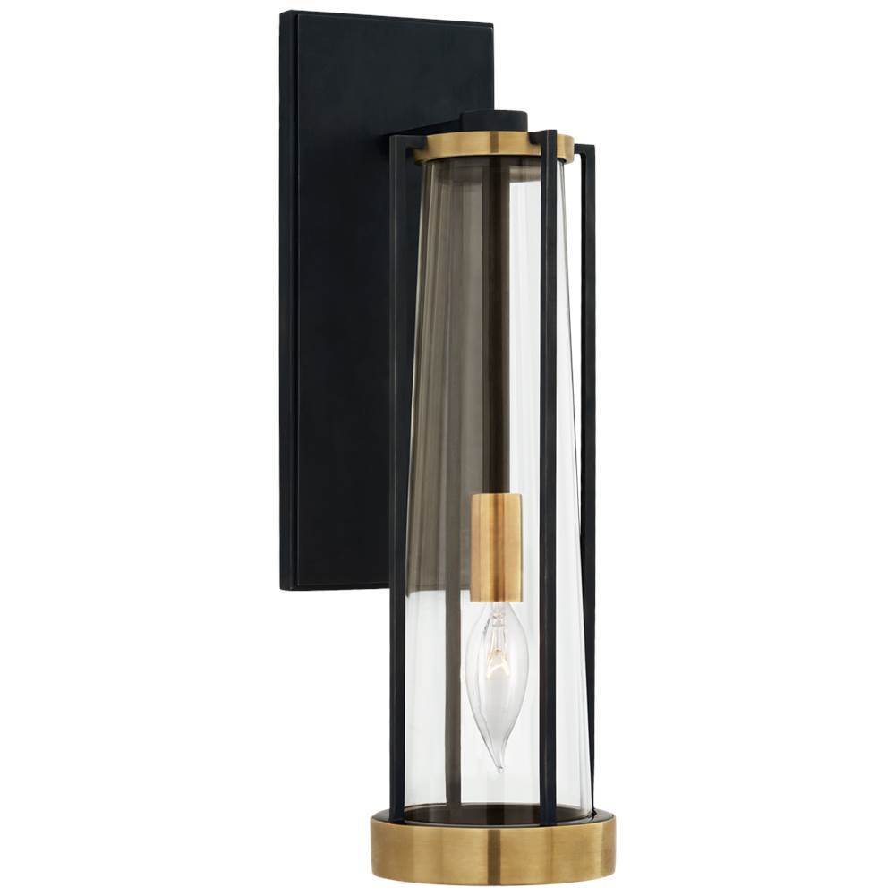 Visual Comfort Signature Collection Calix Bracketed Sconce in Bronze and Brass with Clear Glass