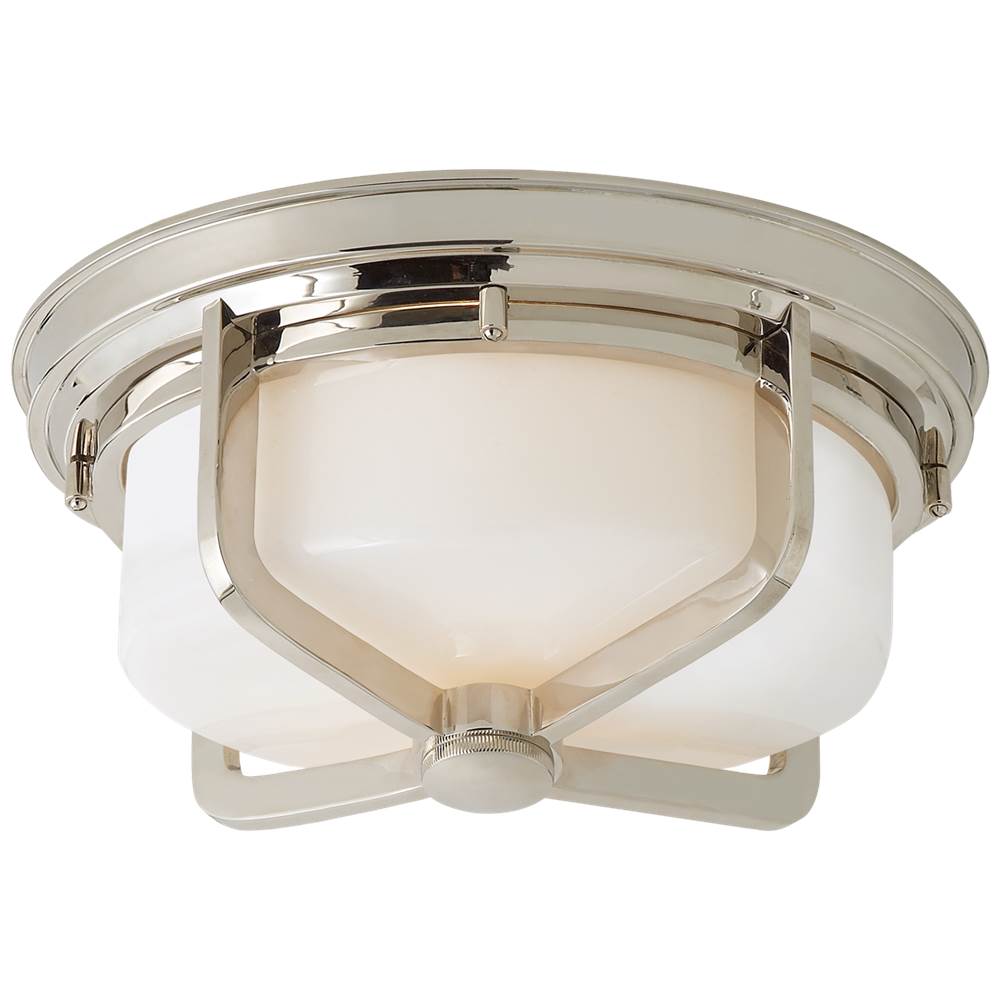 Visual Comfort Signature Collection Milton Large Flush Mount in Polished Nickel with White Glass