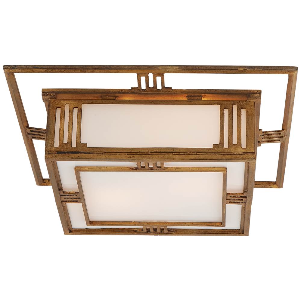 Visual Comfort Signature Collection Enrique Flush Mount in Gilded Iron with White Glass